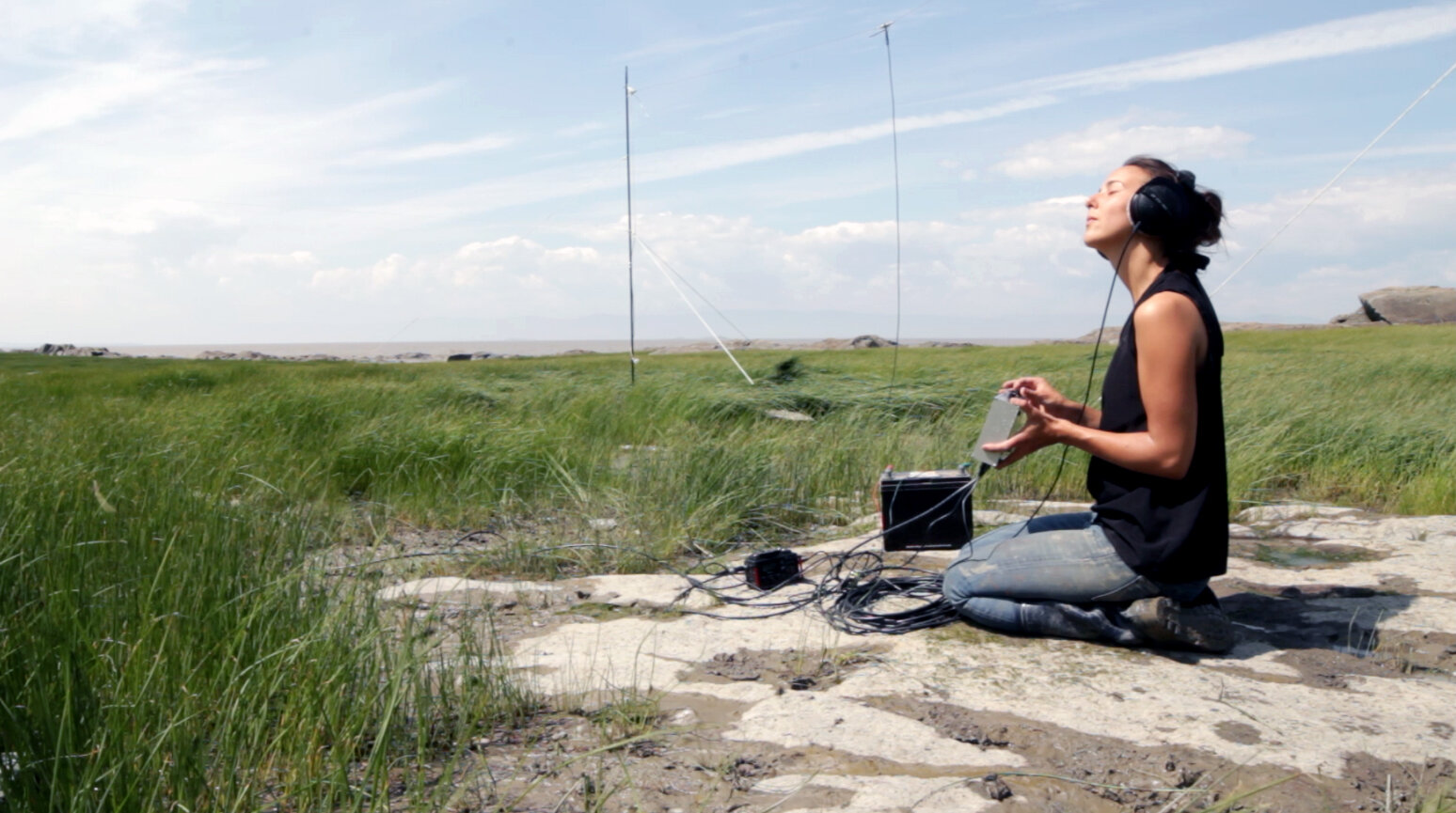  Sandra Volny,  Radio Jove , 2015 (still),  metal, ropes, concrete, copper, electronics, 360’’North-South x 540’’ East-West x 120’’.   