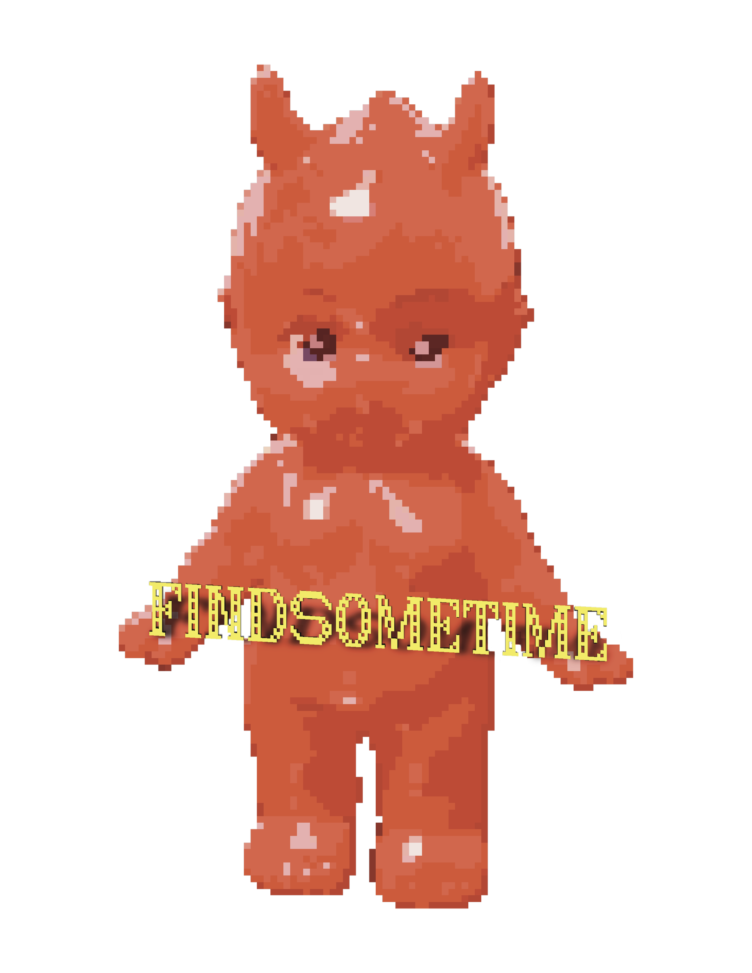 Pixel art image of a red fox standing upright with yellow text that reads 'FIND SOME TIME' across its body.