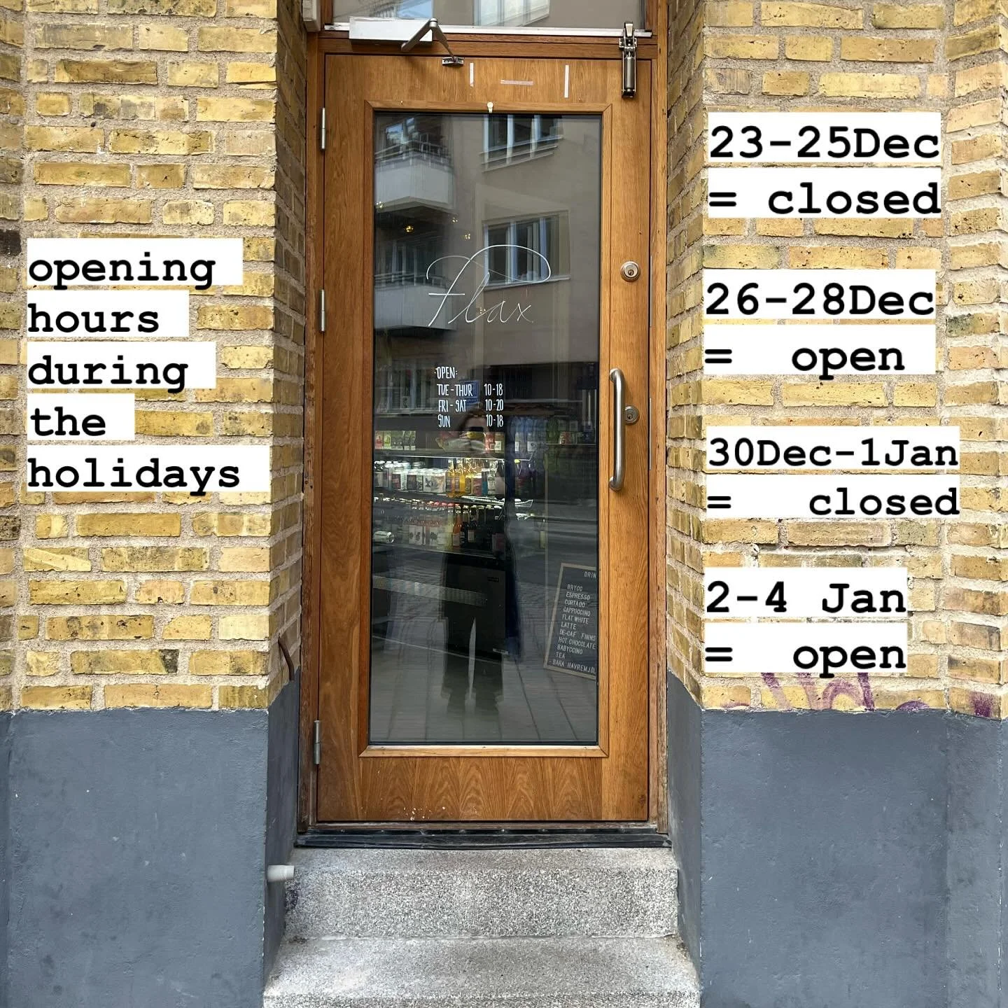 OPENING HOURS DURING THE HOLIDAYS ❤️