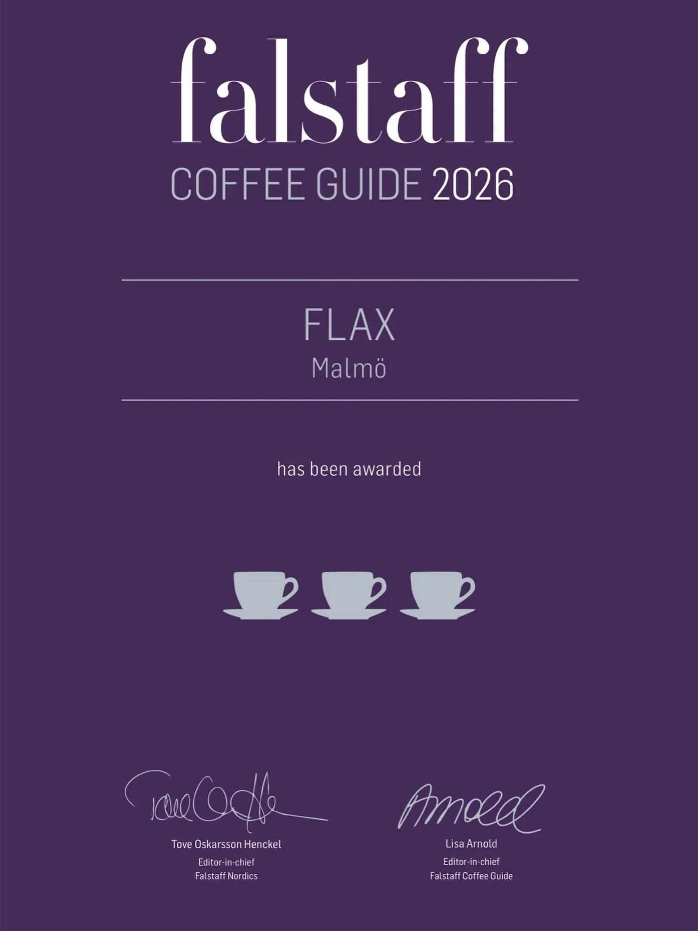 FUCK YEAH! 90/100 points in @falstaff.nordics caf&eacute; guide! What an epic result for our little corner of craziness. Go crew, go you, go us! 🙌💚