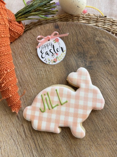 Personalized Pink Gingham Bunny