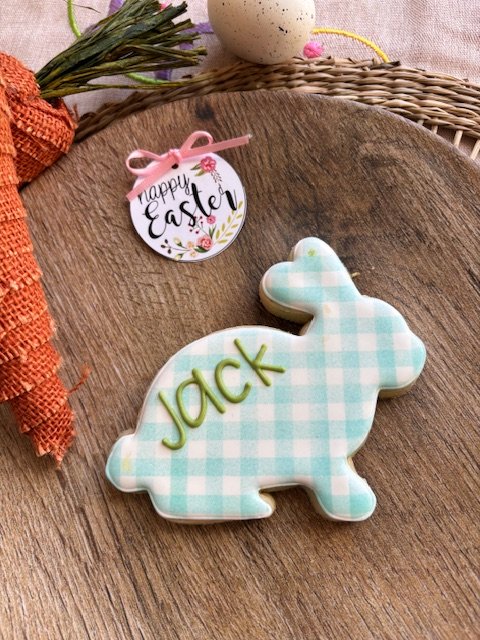 Personalized Blue Gingham Bunny