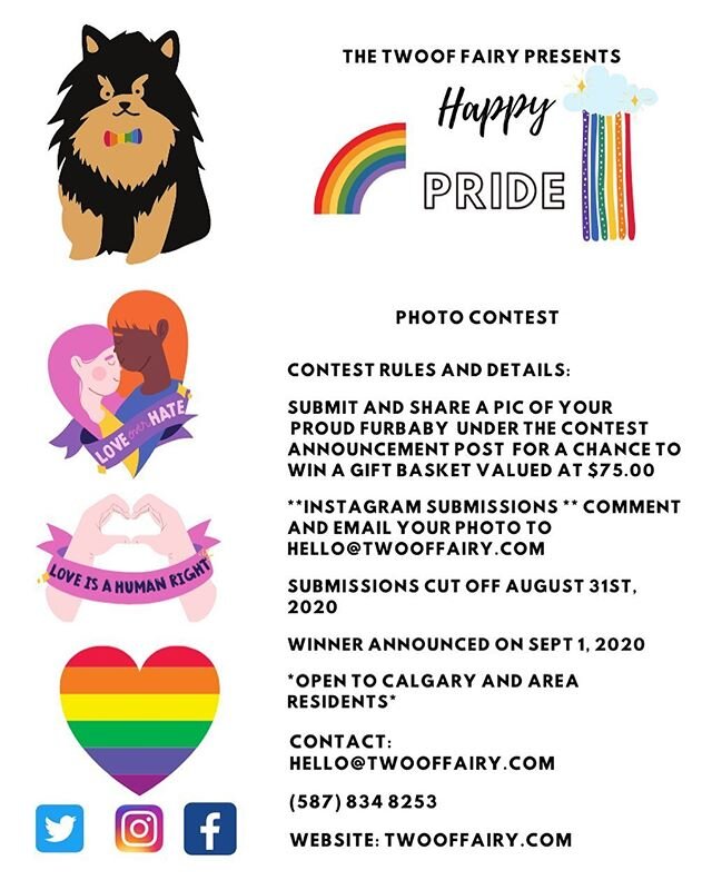 It&rsquo;s summer and that means it&rsquo;s time to recognize #PRIDE. ❤️For all kinds of dog families❤️#loveislove #calgarypride #calgarypride2020 #dogsofyyc #calgarylife #dogcontest #calgarycontest #calgaryevents