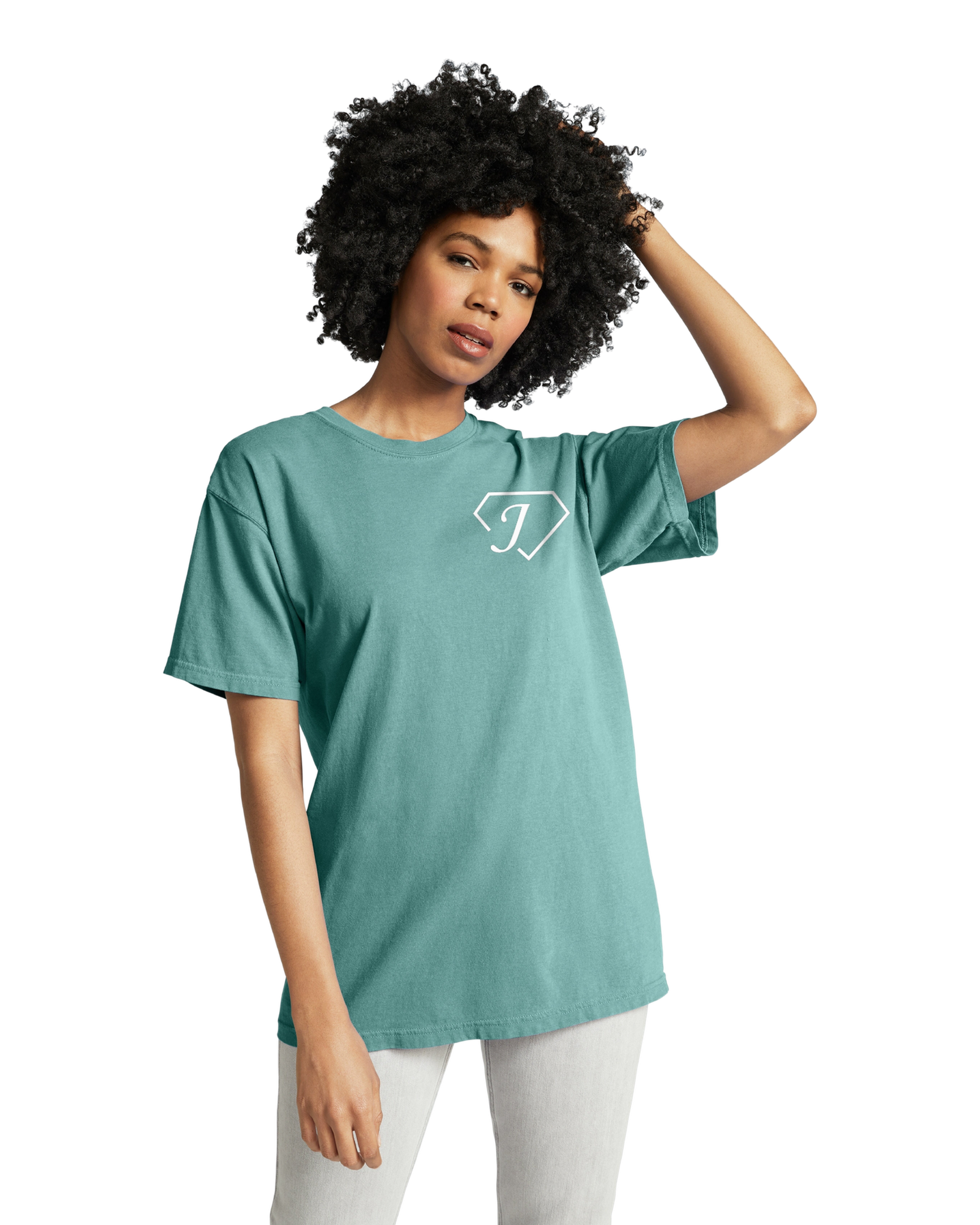 CC Emerald TShirt Left Chest White Dimond J Logo.png