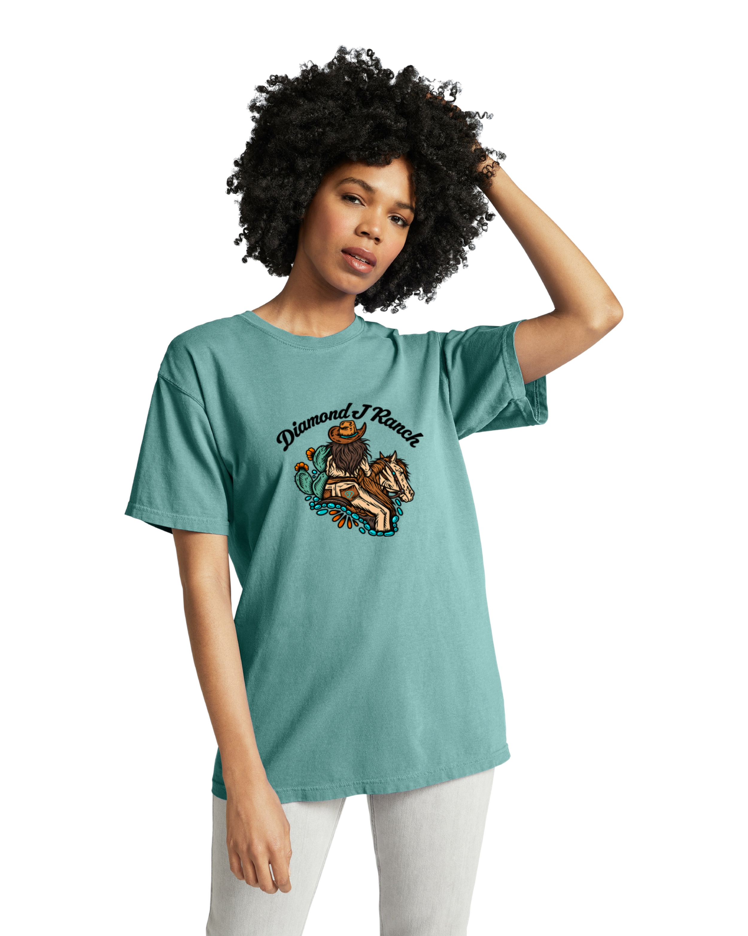 CC Emerald TShirt Black Horseback Logo.png