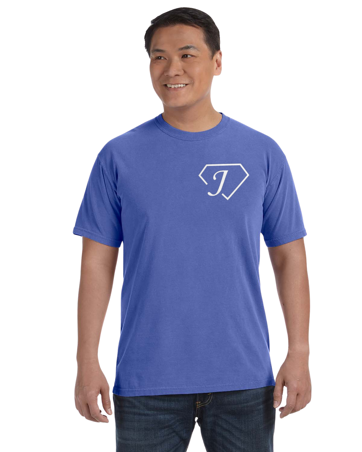 CC Periwinkle TShirt Left Chest White Diamond J Logo.png