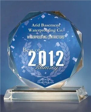 ARID BASEMENT WATERPROOFING RECEIVES 2012 BEST OF RAMSEY AWARD!