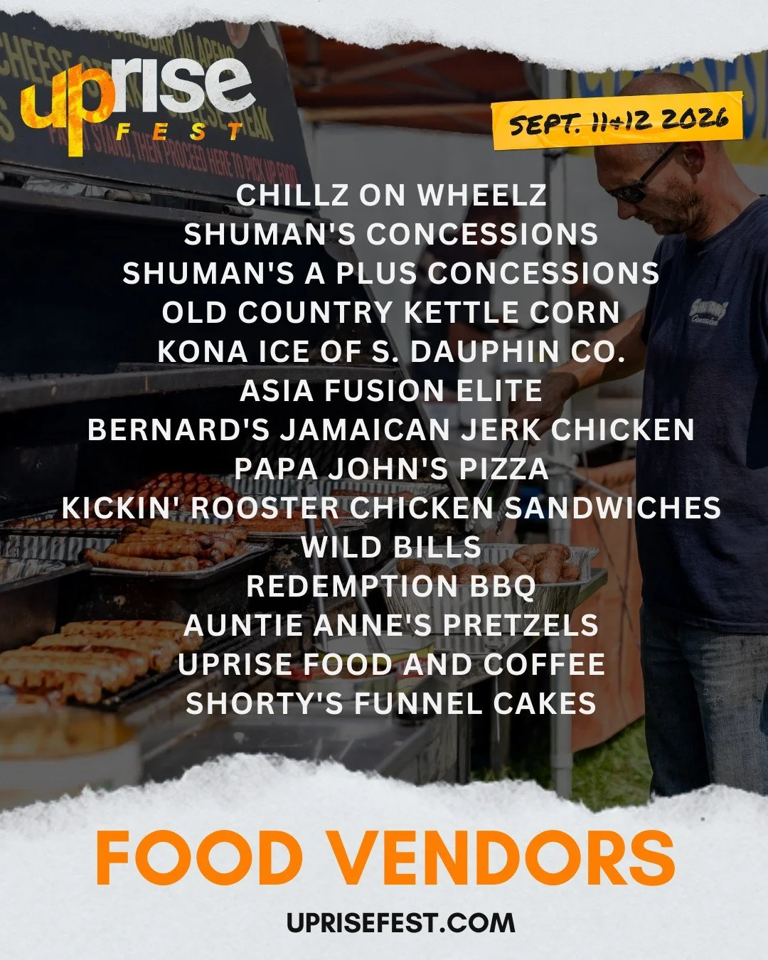 Check out some of the fantastic food and drink vendors coming to Uprise Festival 2026! Good food goes hand in hand with good music!