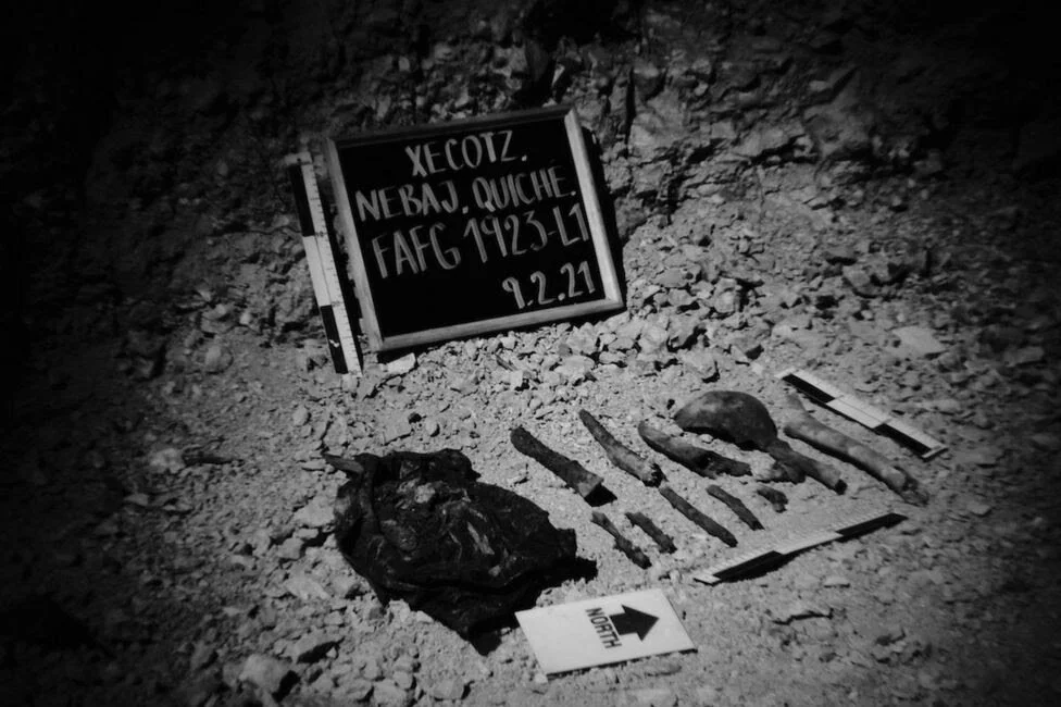 Sites where human remains are found are marked with a blackboard