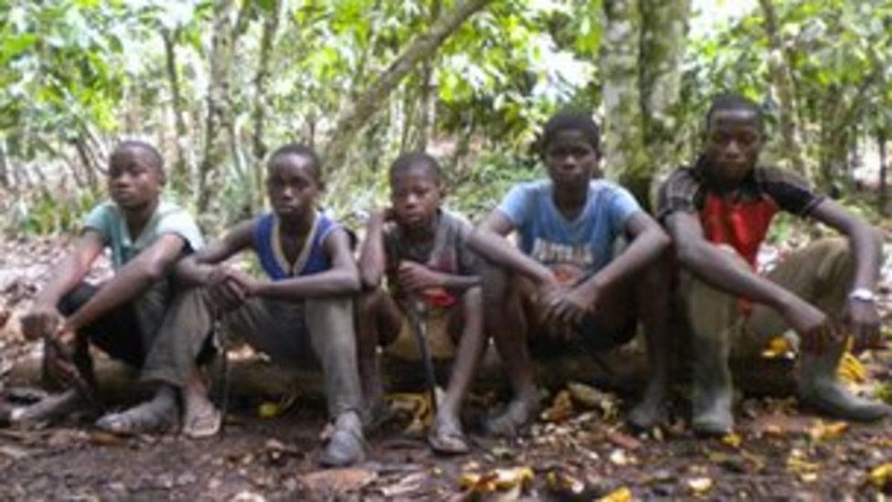 Forced child labour widely used in chocolate (cocoa) industry by Nestle, Cargill, Hershey, etc.