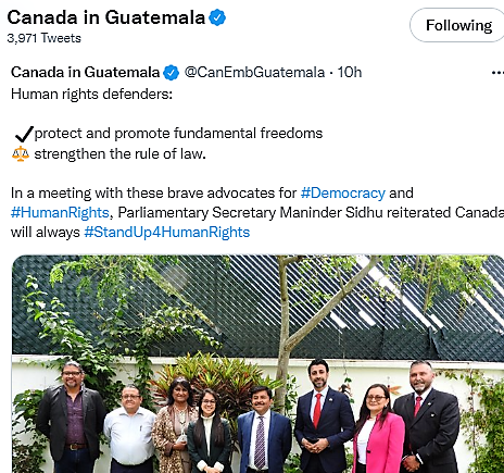 Does Canadian government “always stand up for human rights” in Guatemala?