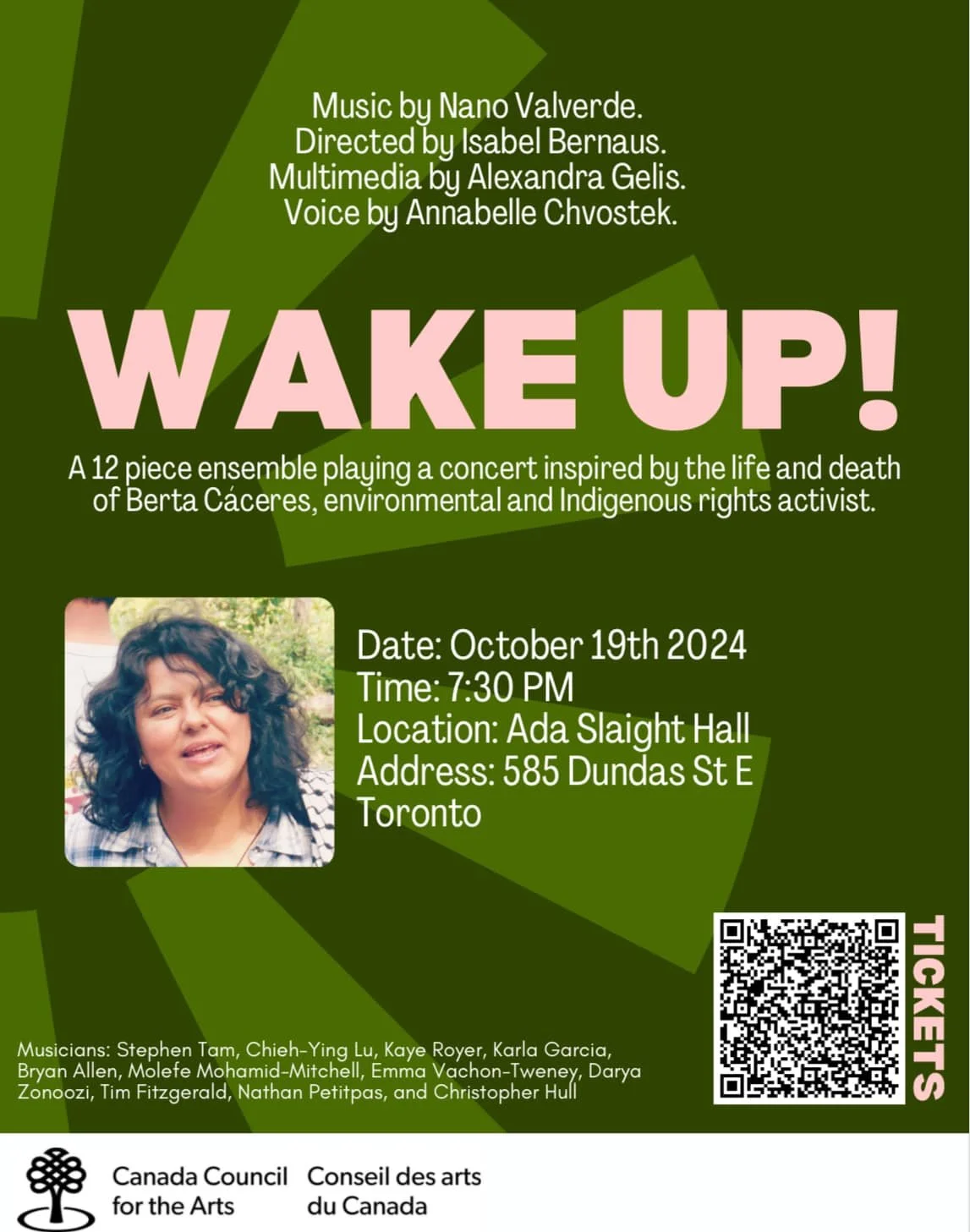 WAKE UP! Musical, multi-media presentation honoring life, vision & political struggles led by Berta Caceres