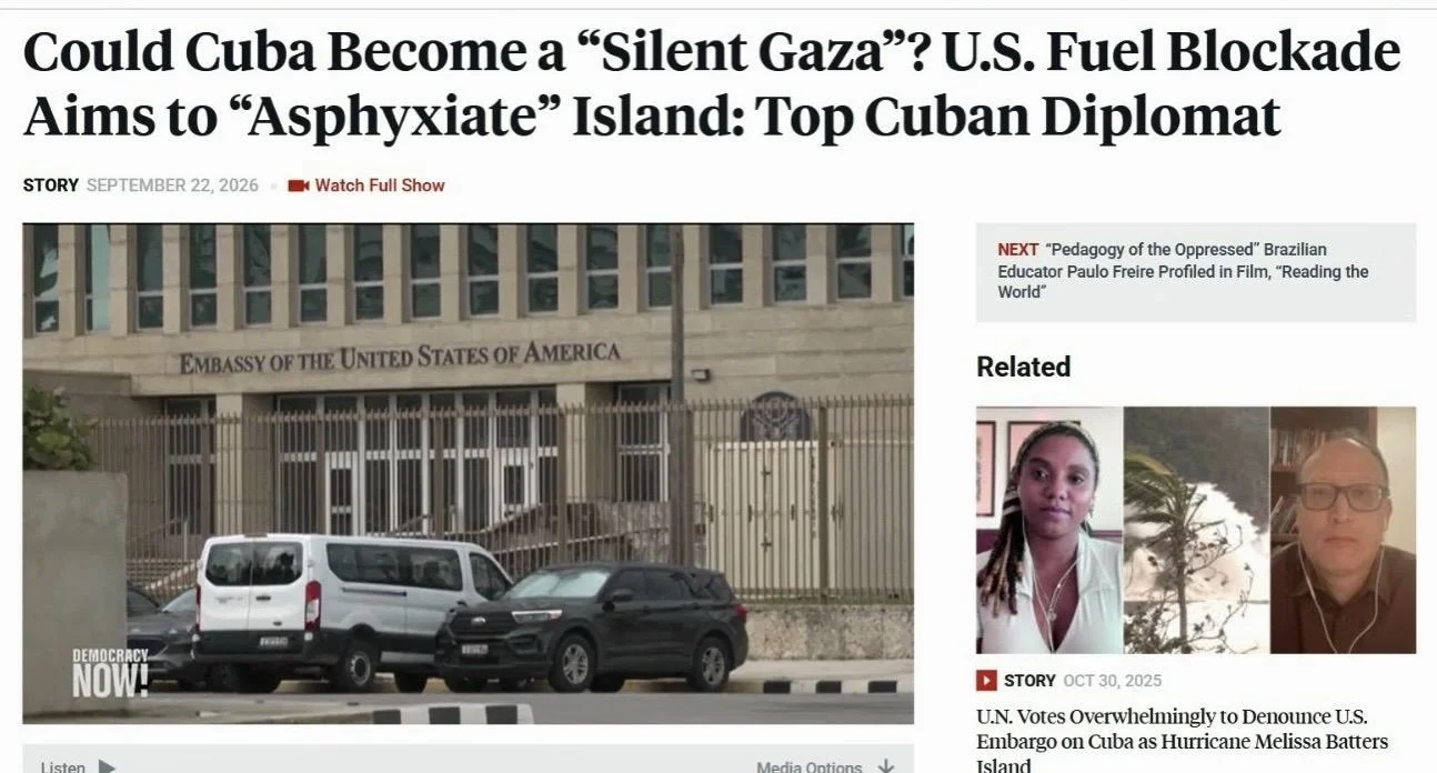 U.S. trying, in plain sight, to “asphyxiate Cuba into submission” Silent complicity of Canada &amp; Europe is deafening
