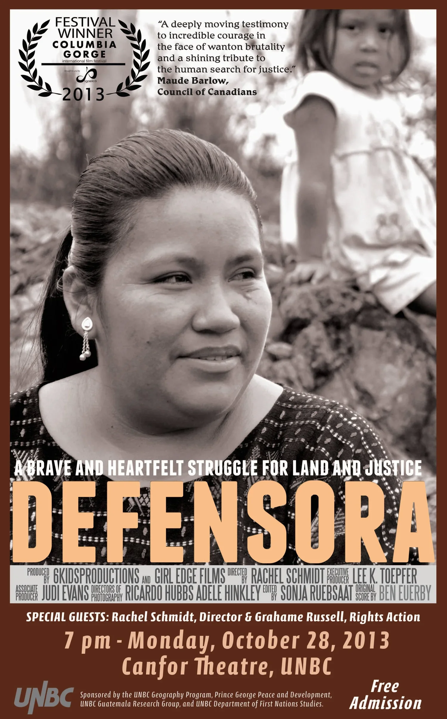 Figure 9. Defensora Documentary Film Poster (2013). Defensora is a moving and powerful documentary that sets out the context and backdrop to the precedentsetting Hudbay Minerals lawsuits. Filmmaker Rachel Schmidt completed Defensora just after the la