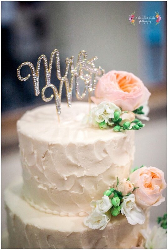  Wedding cake with mr and mrs on top 