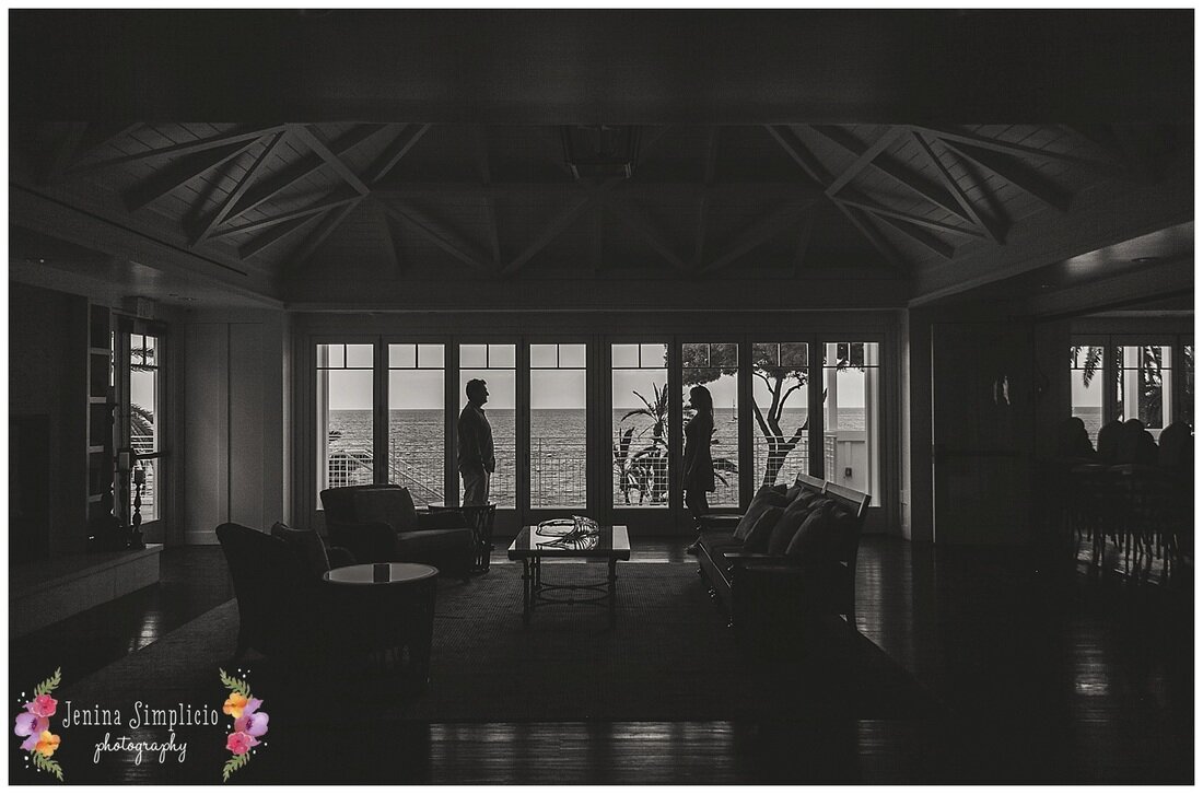  black and white silhouettes of engaged couple 
