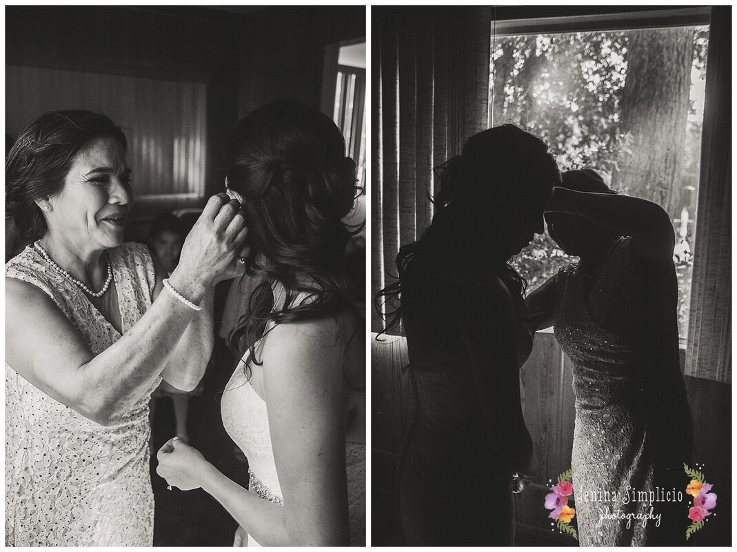  bride gets ready with her mom and bridal team 