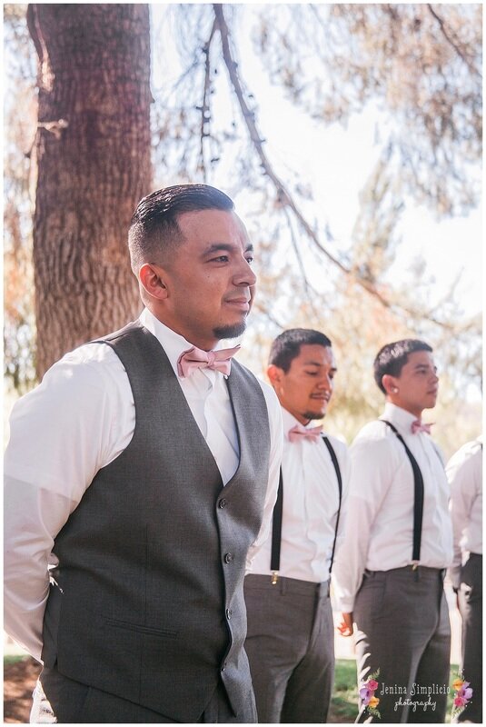  groom and his men of honor outside 