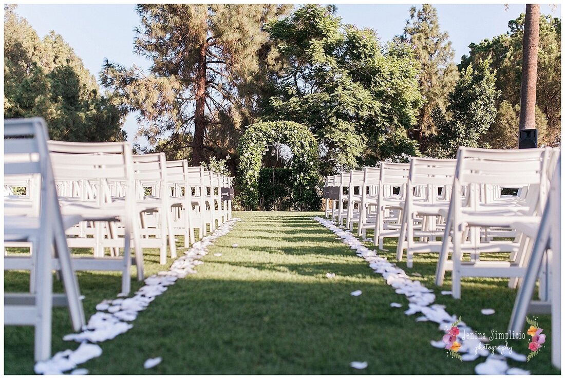  ceremony chairs organized at the country club 