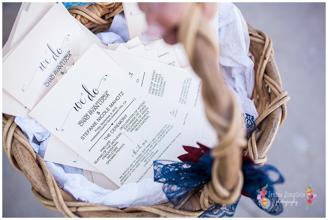  close up on the itineraries for the ceremony 