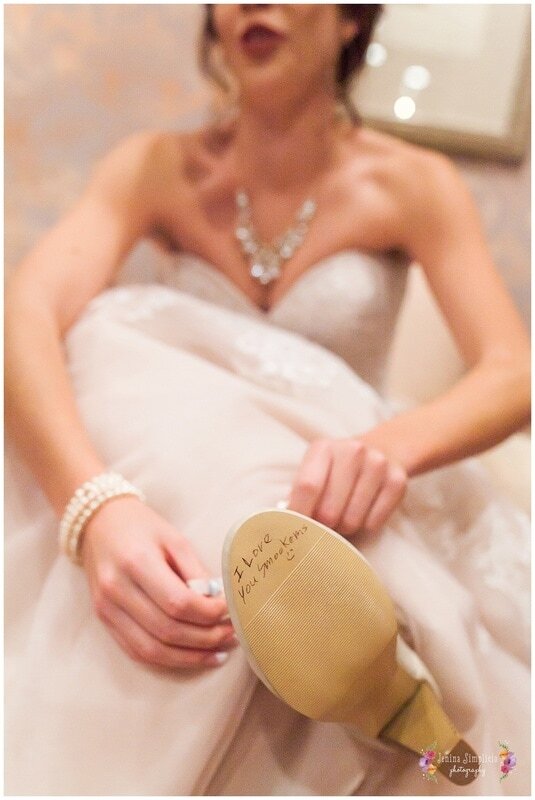  sole of brides heels that says i love you smookems 