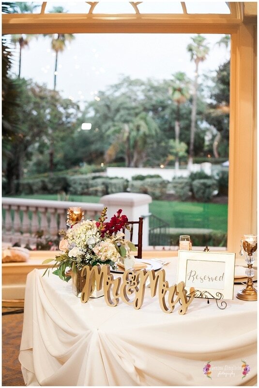  close up of the bride and groom’s table 