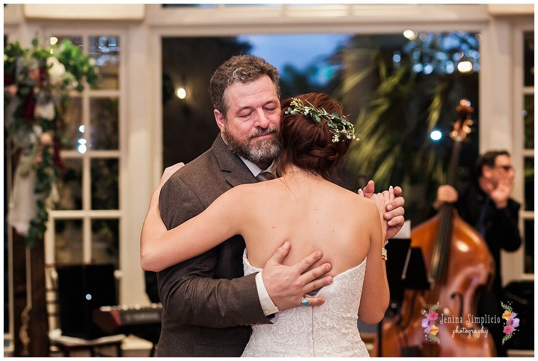  father and bride dance together on the dance floor 