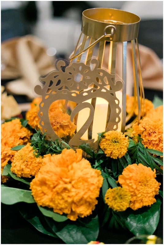  centerpieces on the guests tables at the reception 