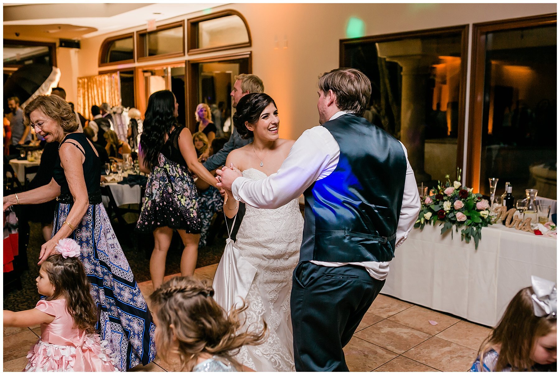  bride and groom on the dance floor 