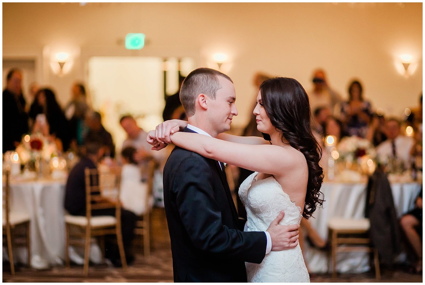  bride and groom dancing together for the first time as husband and wife 