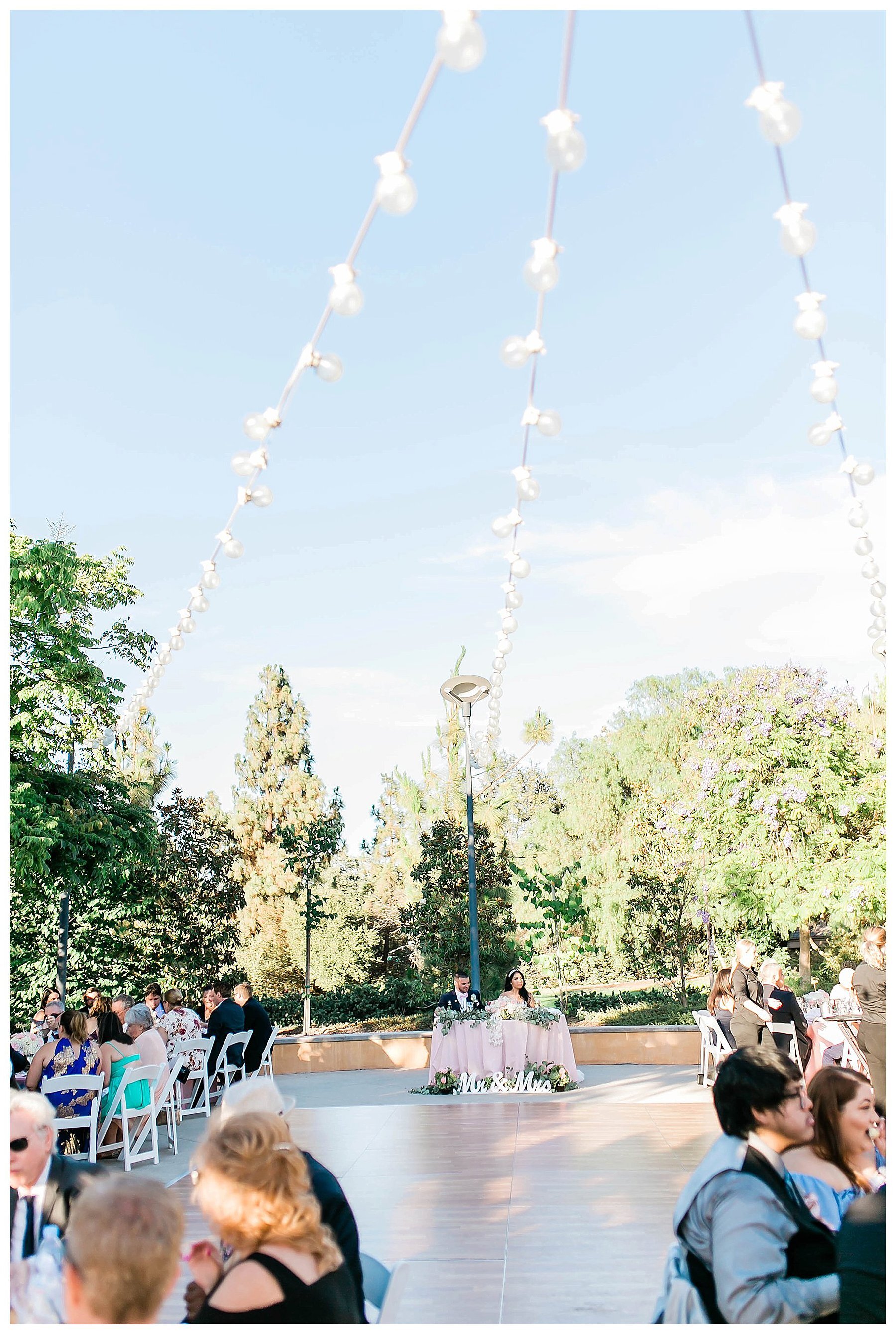  fairy lights over the guests at the reception 