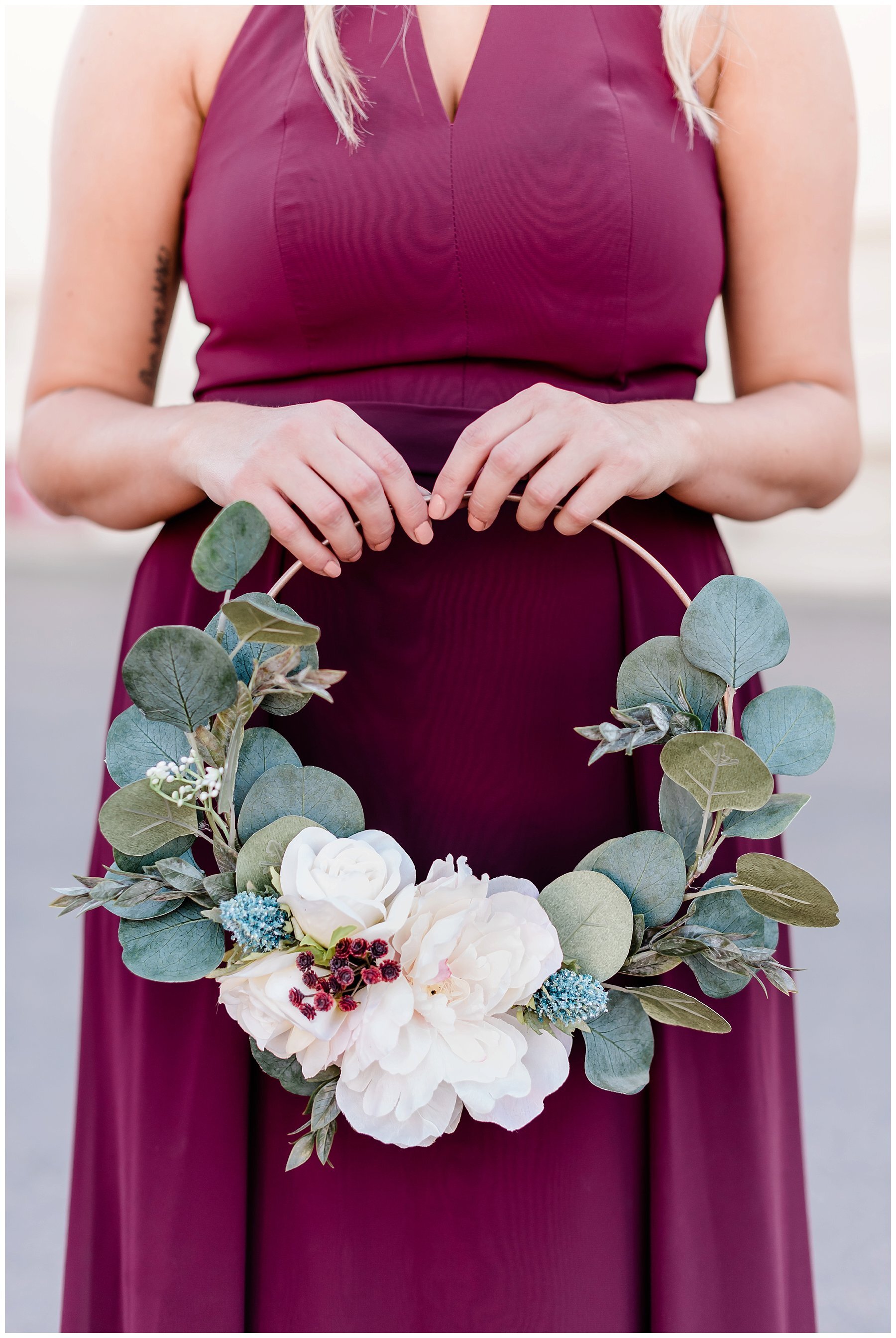  bridesmaid with flower bouquet 