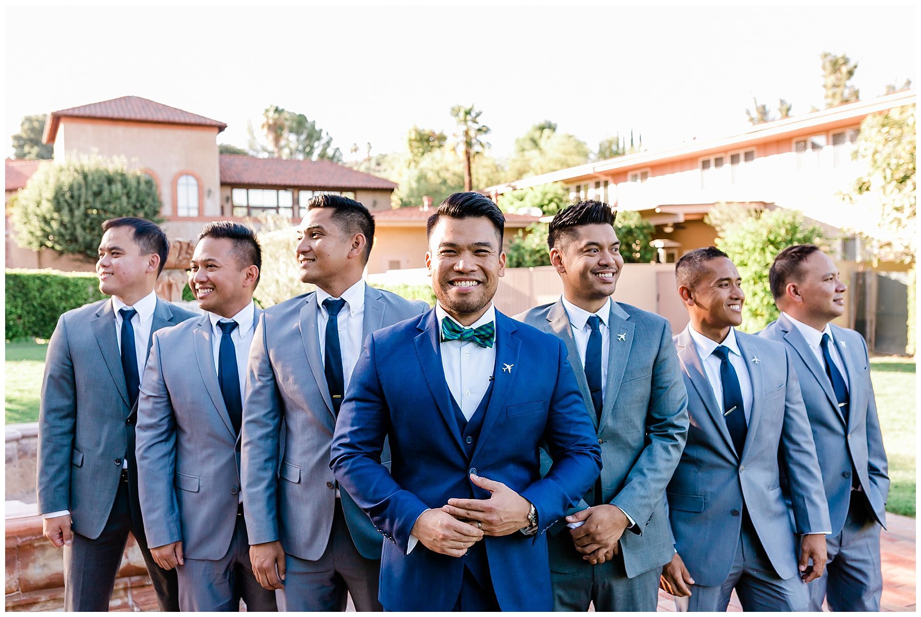  groomsmen outside the church together 
