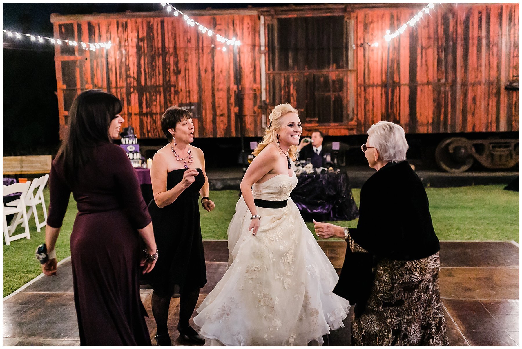  bride and guests dancing 