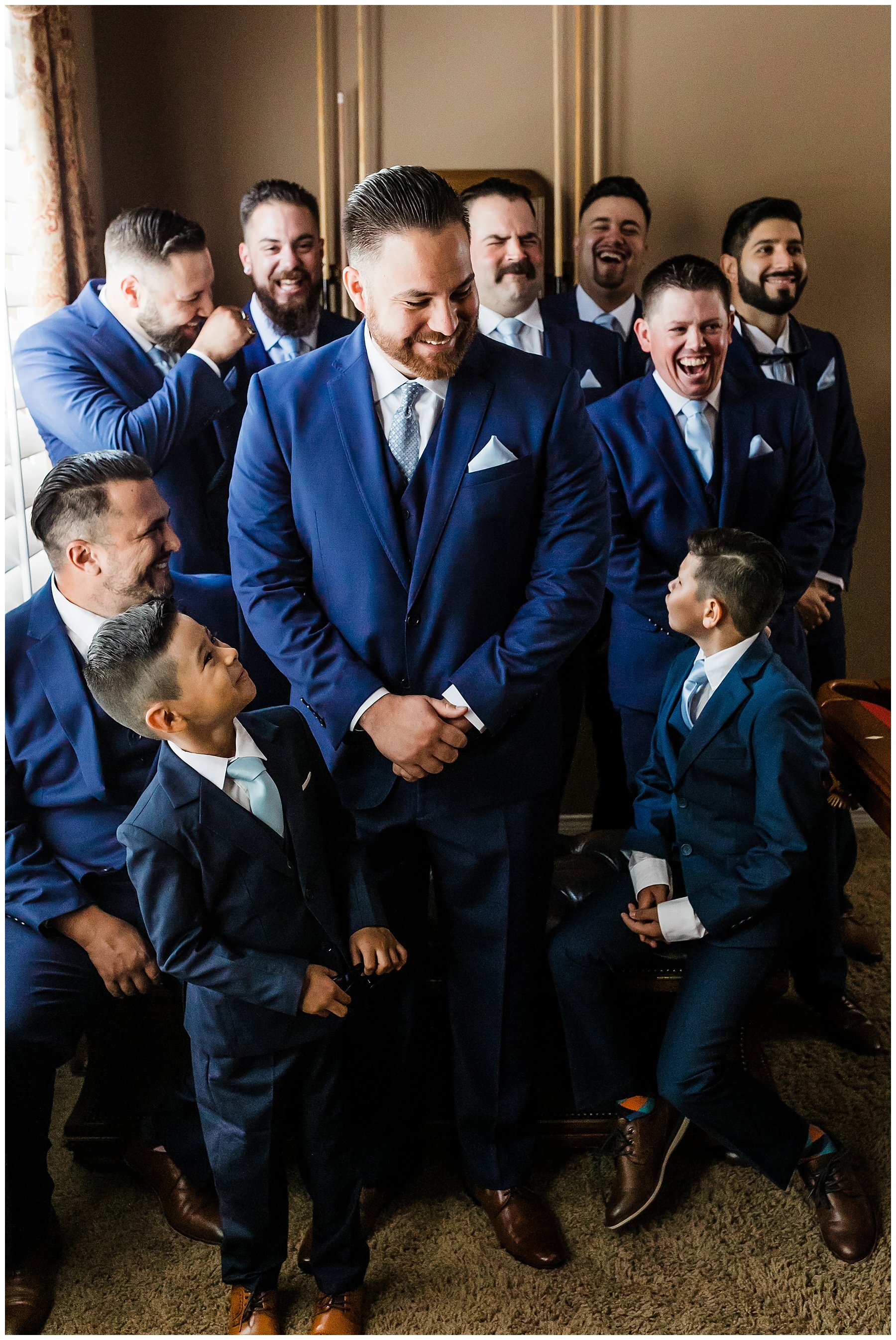  groomsmen in the grooms suite 