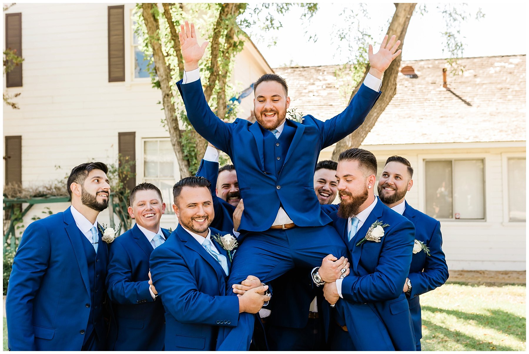  groomsmen outside the house in simi valley 