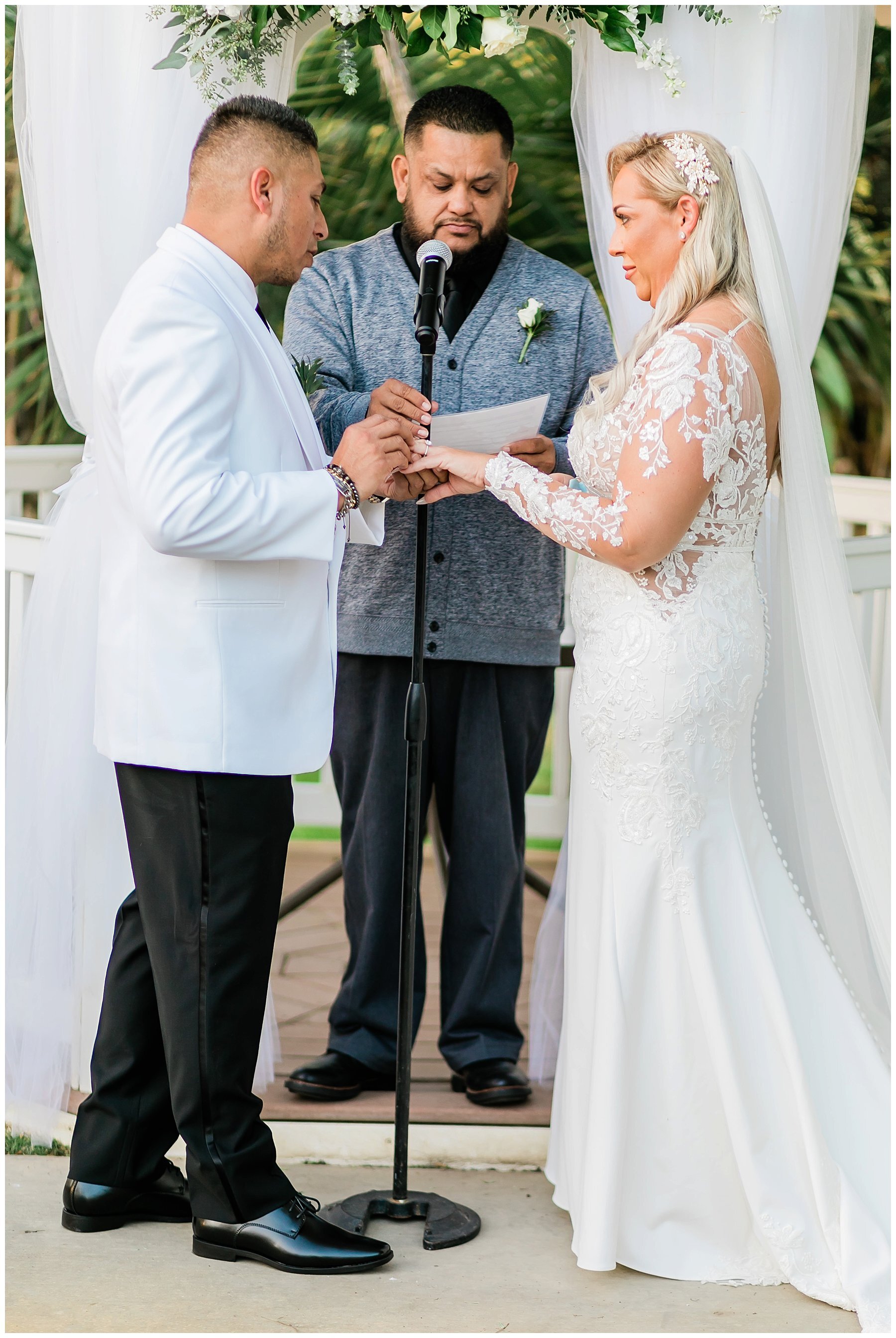  bride and groom at the altar 