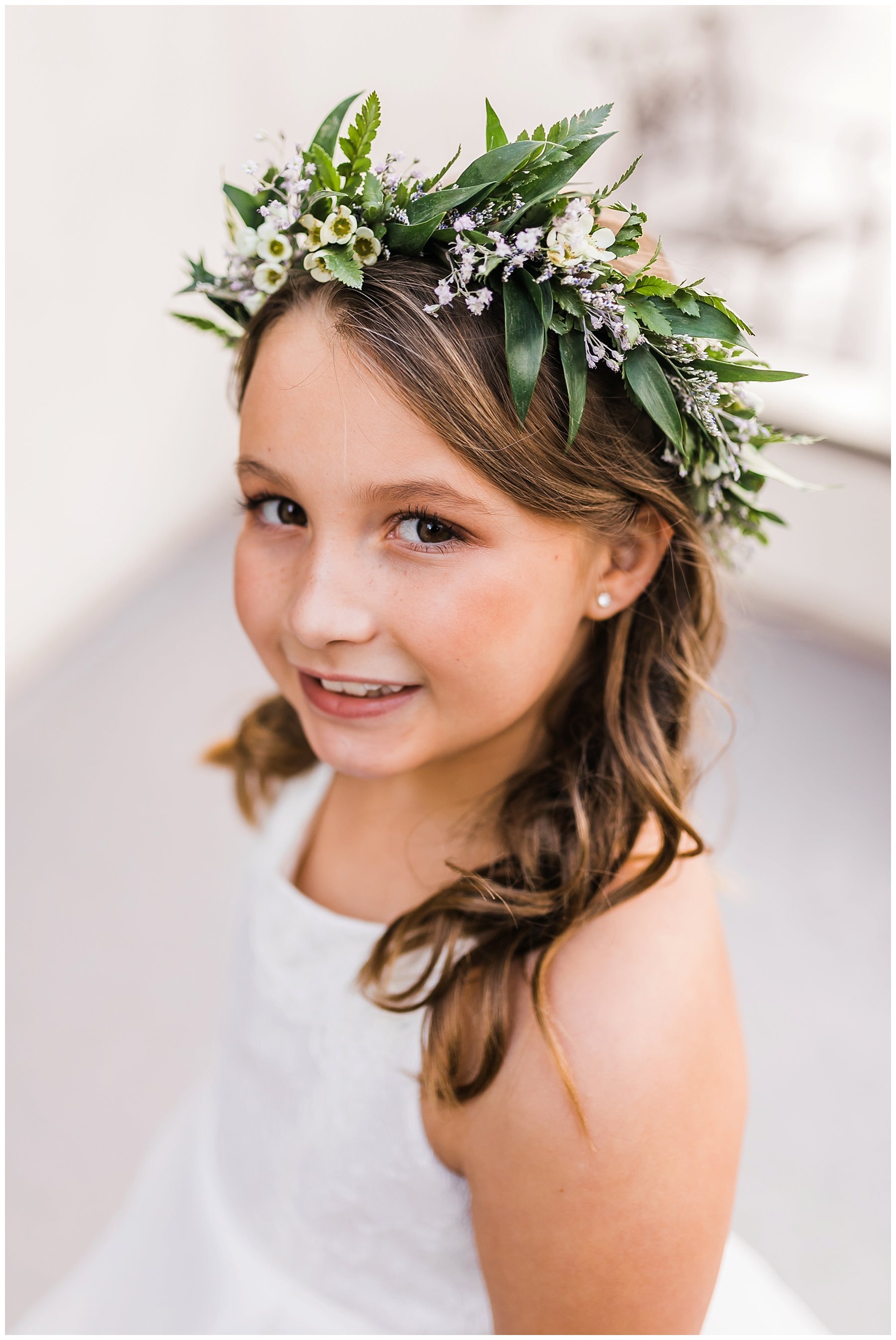  flower girl with leaf crown 