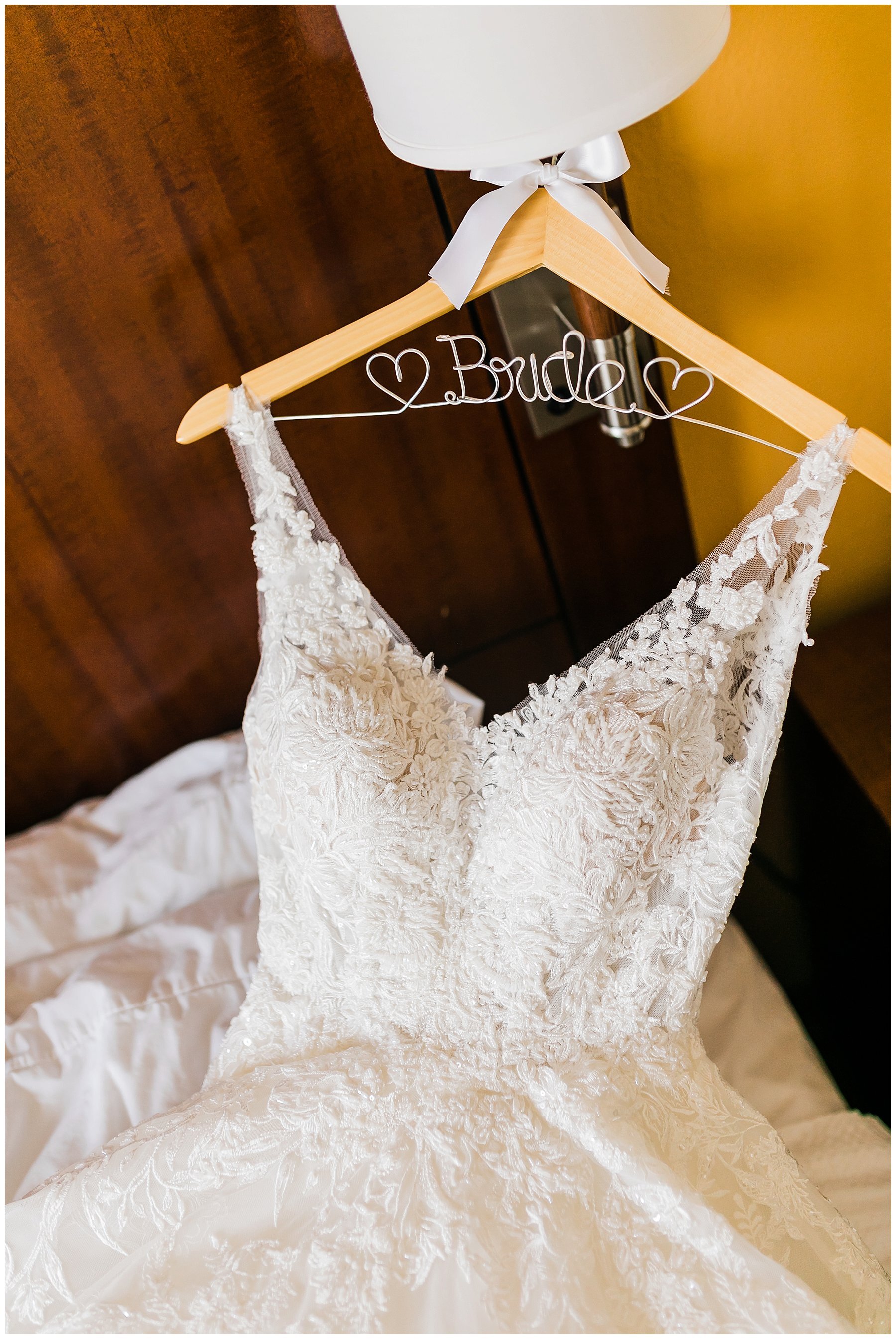  bride’s dress with custom hanger 
