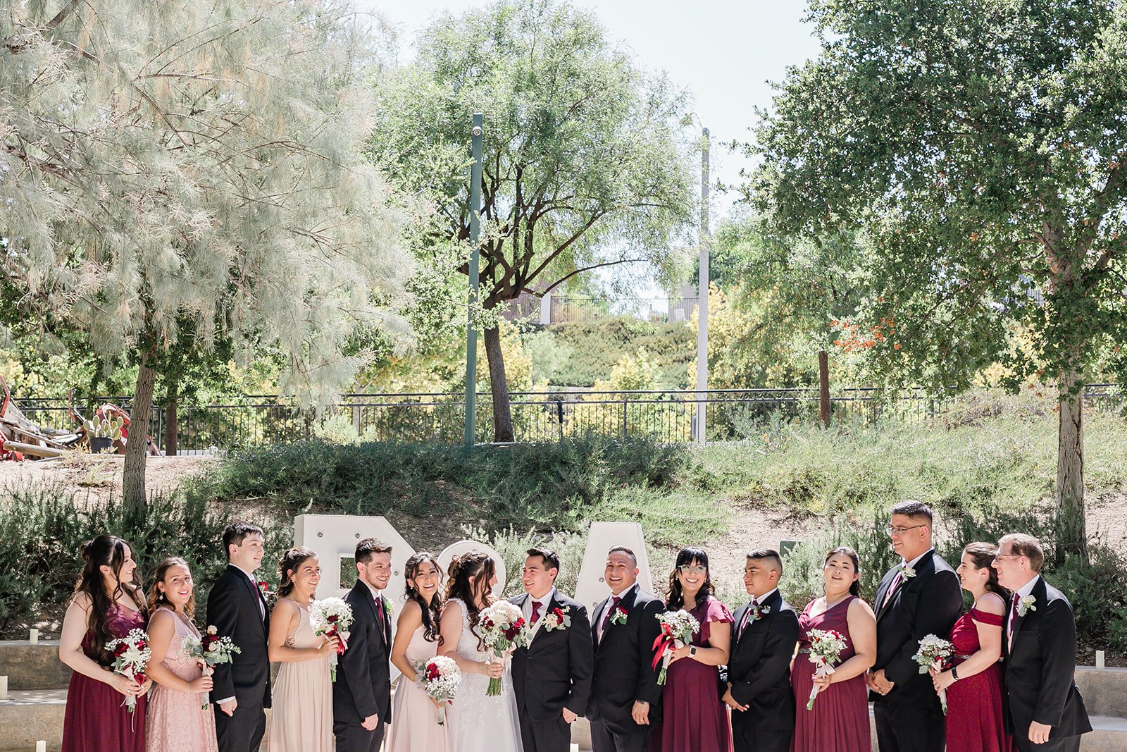 Wedding party portraits at Tesoro Adobe Historic Park in Santa Clarita