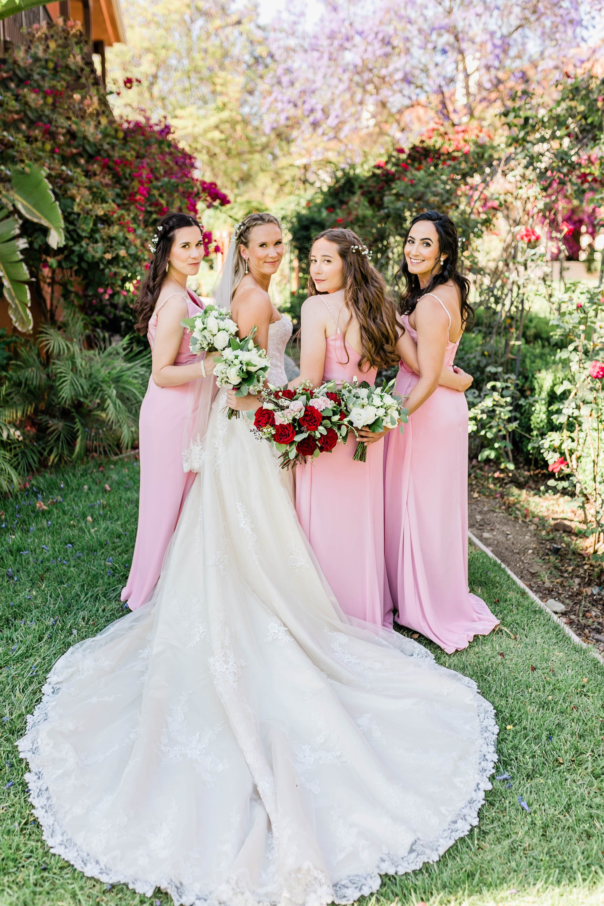 Bridesmaid wedding party portraits at Westlake Village Inn wedding in Westlake Village, CA. 