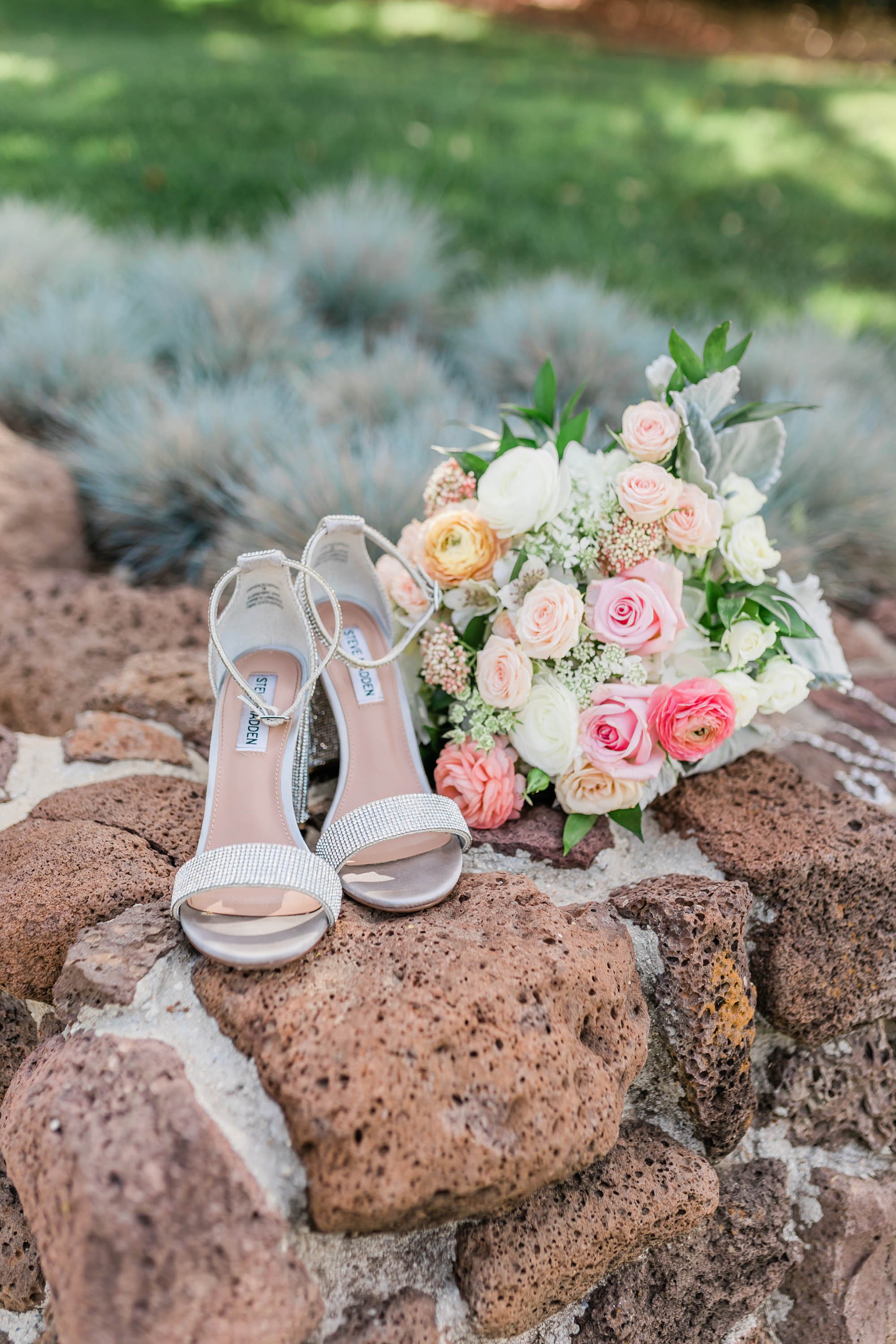 Bridal details at Spanish style ranch house at Quail Ranch events wedding venue in Simi Valley