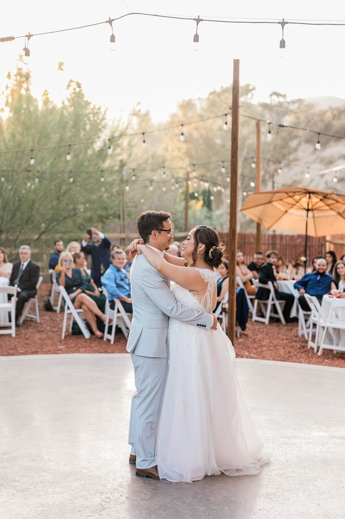  first dance fall ranch wedding with pumpkins reception at reptacular ranch 