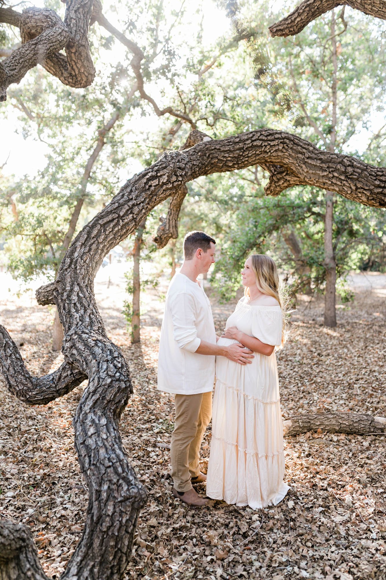 Old Meadows Park Maternity session under oak trees with Ventura County photographer