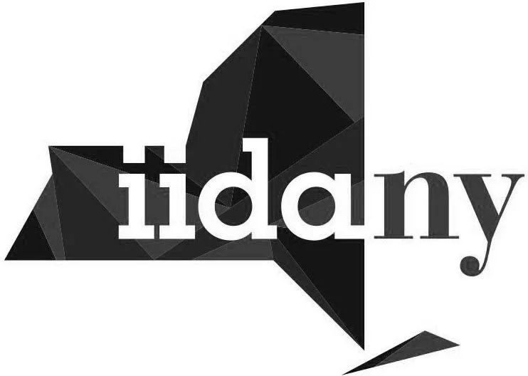 Stylized black and white logo with the word 'idany' and angular geometric shapes