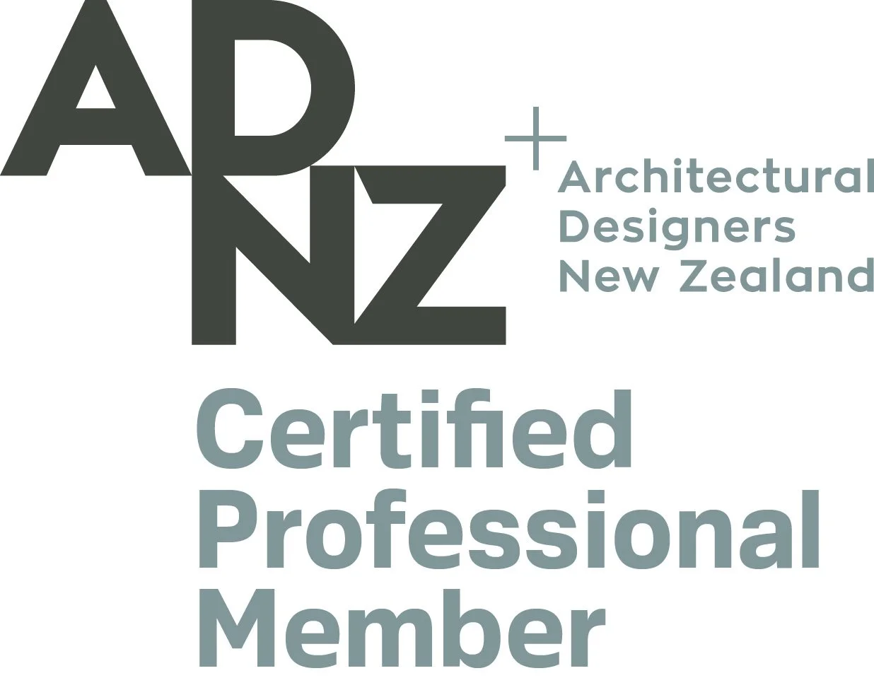 Logo for Architectural Designers New Zealand, with the text 'Certified Professional Member'