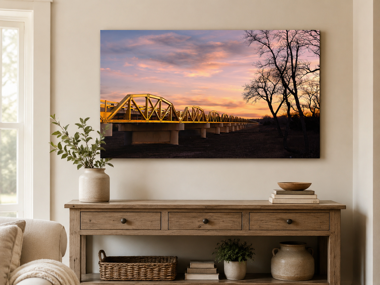 Sunset on the Pony Bridge, Oklahoma Route 66 Wall Art