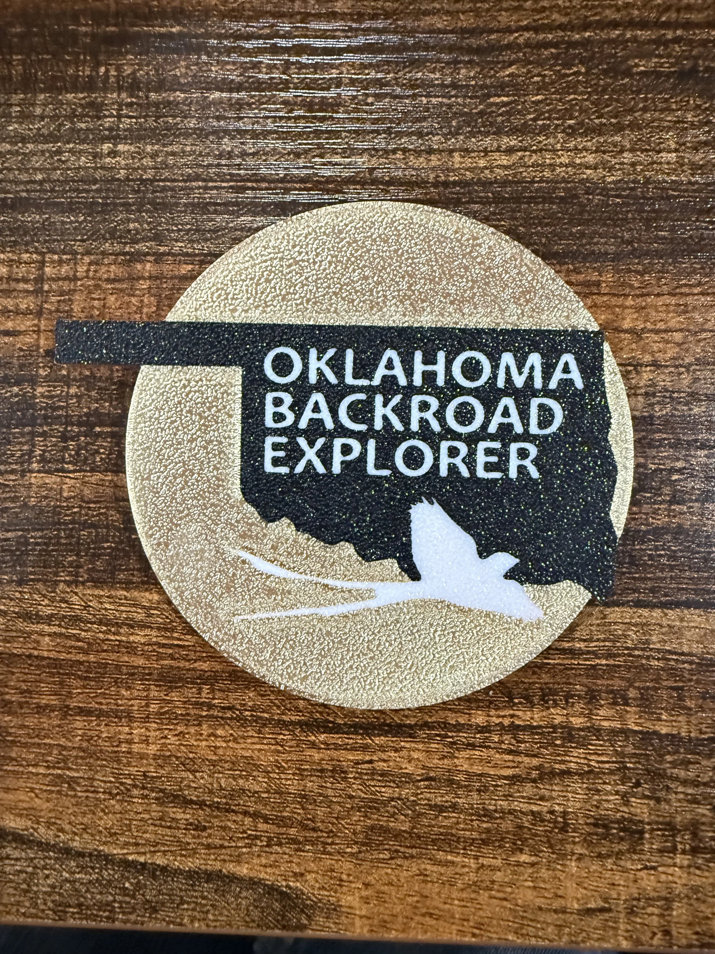 Oklahoma Backroad Explorer magnet- Gold 4 inch