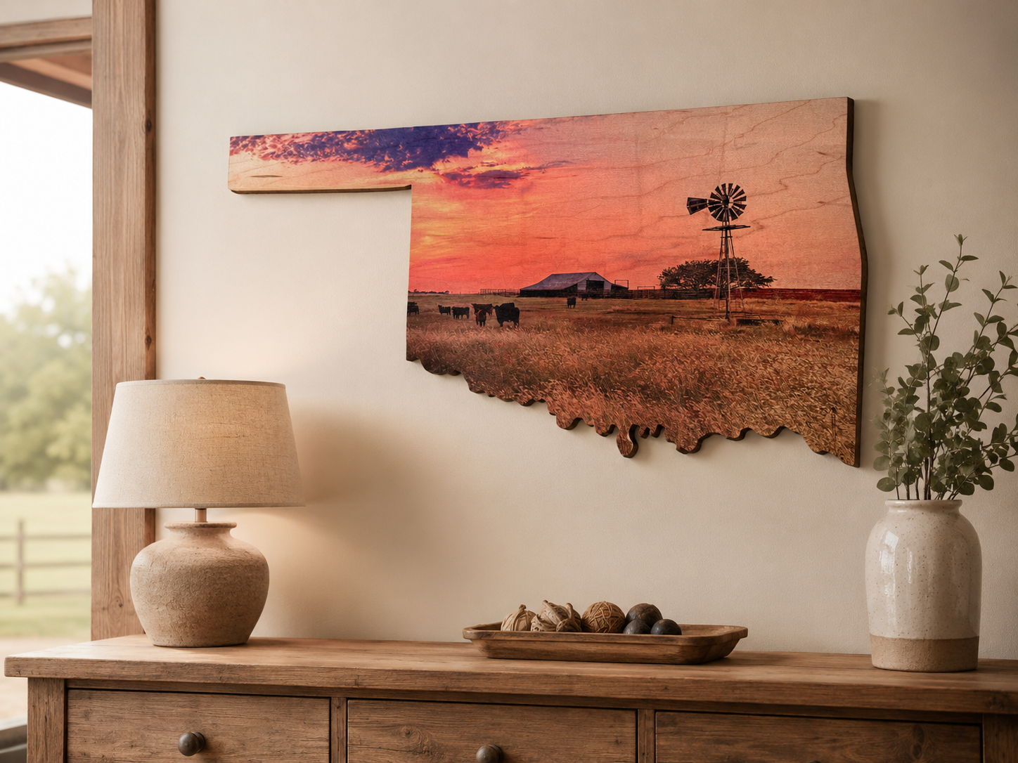 Stillness in the Pasture, Oklahoma Wood Cutout Wall Art