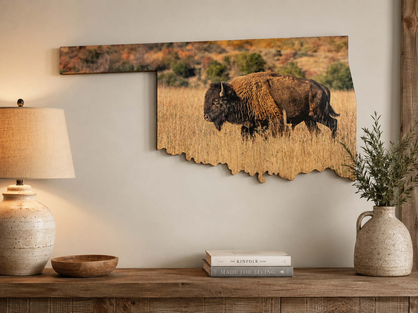Spirit of the Plains, Oklahoma Bison Wood Cutout Wall Art